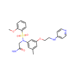 COc1ccccc1S(=O)(=O)N(CC(N)=O)c1cc(C)cc(OCCNc2ccncc2)c1 ZINC000013494018