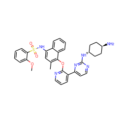 COc1ccccc1S(=O)(=O)Nc1cc(C)c(Oc2ncccc2-c2ccnc(N[C@H]3CC[C@H](N)CC3)n2)c2ccccc12 ZINC000299839221