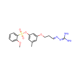 COc1ccccc1S(=O)(=O)Oc1cc(C)cc(OCC/C=N/N=C(N)N)c1 ZINC000027315358