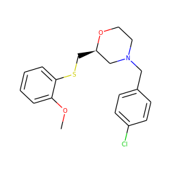 COc1ccccc1SC[C@@H]1CN(Cc2ccc(Cl)cc2)CCO1 ZINC000013579711