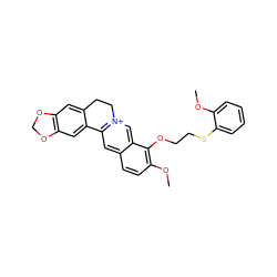 COc1ccccc1SCCOc1c(OC)ccc2cc3[n+](cc12)CCc1cc2c(cc1-3)OCO2 ZINC000096283241