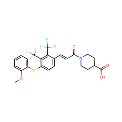 COc1ccccc1Sc1ccc(/C=C/C(=O)N2CCC(C(=O)O)CC2)c(C(F)(F)F)c1C(F)(F)F ZINC000001909565