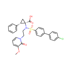 COc1cccn(CCN([C@]2(C(=O)O)C[C@H]2c2ccccc2)S(=O)(=O)c2ccc(-c3ccc(Cl)cc3)cc2)c1=O ZINC000044430794