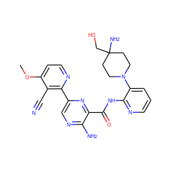 COc1ccnc(-c2cnc(N)c(C(=O)Nc3ncccc3N3CCC(N)(CO)CC3)n2)c1C#N ZINC001772610561