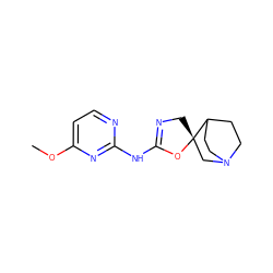 COc1ccnc(NC2=NC[C@@]3(CN4CCC3CC4)O2)n1 ZINC001772655043