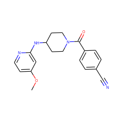 COc1ccnc(NC2CCN(C(=O)c3ccc(C#N)cc3)CC2)c1 ZINC000003820258