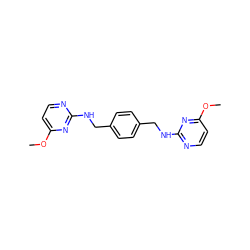 COc1ccnc(NCc2ccc(CNc3nccc(OC)n3)cc2)n1 ZINC000203054351