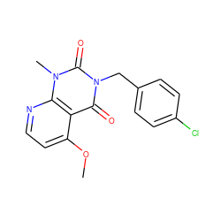 COc1ccnc2c1c(=O)n(Cc1ccc(Cl)cc1)c(=O)n2C ZINC000009571631