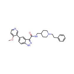 COc1ccncc1-c1ccc2[nH]nc(C(=O)NCC3CCN(CCc4ccccc4)CC3)c2c1 ZINC000653775417