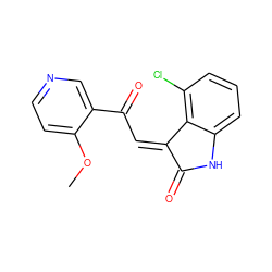 COc1ccncc1C(=O)/C=C1/C(=O)Nc2cccc(Cl)c21 ZINC000101412681