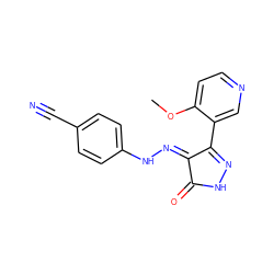 COc1ccncc1C1=NNC(=O)/C1=N\Nc1ccc(C#N)cc1 ZINC000049089137