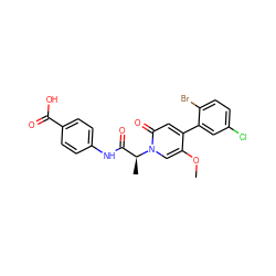 COc1cn([C@@H](C)C(=O)Nc2ccc(C(=O)O)cc2)c(=O)cc1-c1cc(Cl)ccc1Br ZINC000220726246