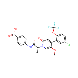 COc1cn([C@H](C)C(=O)Nc2ccc(C(=O)O)cc2)c(=O)cc1-c1cc(Cl)ccc1OC(F)(F)F ZINC001772570233