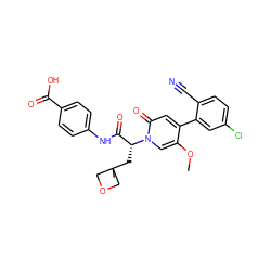 COc1cn([C@H](CC2(C)COC2)C(=O)Nc2ccc(C(=O)O)cc2)c(=O)cc1-c1cc(Cl)ccc1C#N ZINC001772654798