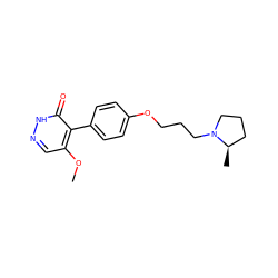 COc1cn[nH]c(=O)c1-c1ccc(OCCCN2CCC[C@H]2C)cc1 ZINC000084669263