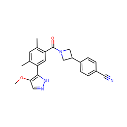 COc1cn[nH]c1-c1cc(C(=O)N2CC(c3ccc(C#N)cc3)C2)c(C)cc1C ZINC000219026202