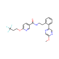 COc1cnc(-c2ccccc2CCNC(=O)c2ccc(OCCC(F)(F)F)nc2)cn1 ZINC000095561668