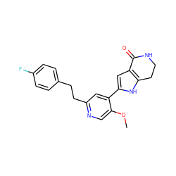 COc1cnc(CCc2ccc(F)cc2)cc1-c1cc2c([nH]1)CCNC2=O ZINC000095560309