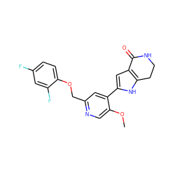 COc1cnc(COc2ccc(F)cc2F)cc1-c1cc2c([nH]1)CCNC2=O ZINC000095558530