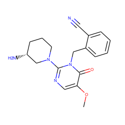 COc1cnc(N2CCC[C@@H](N)C2)n(Cc2ccccc2C#N)c1=O ZINC000066100049