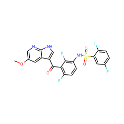 COc1cnc2[nH]cc(C(=O)c3c(F)ccc(NS(=O)(=O)c4cc(F)ccc4F)c3F)c2c1 ZINC000113509448