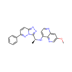 COc1cnc2c(N[C@@H](C)c3nnc4ccc(-c5ccccc5)nn34)ccnc2c1 ZINC000149167698