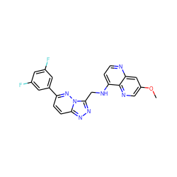 COc1cnc2c(NCc3nnc4ccc(-c5cc(F)cc(F)c5)nn34)ccnc2c1 ZINC000045259430