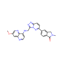 COc1cnc2c(NCc3nnc4ccc(-c5ccc6c(c5)CN(C)C6=O)nn34)ccnc2c1 ZINC000140016667