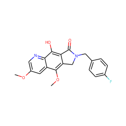 COc1cnc2c(O)c3c(c(OC)c2c1)CN(Cc1ccc(F)cc1)C3=O ZINC000034849727