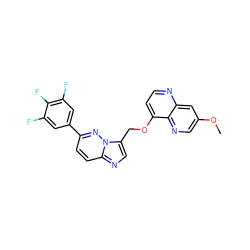 COc1cnc2c(OCc3cnc4ccc(-c5cc(F)c(F)c(F)c5)nn34)ccnc2c1 ZINC000149737948