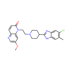 COc1cnc2ccc(=O)n(CCN3CCC(c4nc5cc(Cl)c(C)cc5[nH]4)CC3)c2c1 ZINC000299832195