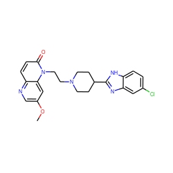 COc1cnc2ccc(=O)n(CCN3CCC(c4nc5cc(Cl)ccc5[nH]4)CC3)c2c1 ZINC000299831608