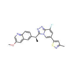 COc1cnc2ccc([C@H](C)c3nnc4c(F)cc(-c5cc(C)ns5)cn34)cc2c1 ZINC000166096508