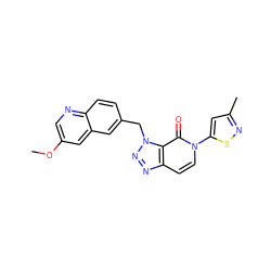 COc1cnc2ccc(Cn3nnc4ccn(-c5cc(C)ns5)c(=O)c43)cc2c1 ZINC000084652605