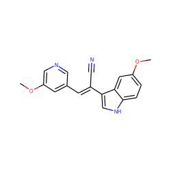 COc1cncc(/C=C(\C#N)c2c[nH]c3ccc(OC)cc23)c1 ZINC000144535643