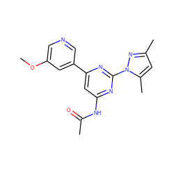 COc1cncc(-c2cc(NC(C)=O)nc(-n3nc(C)cc3C)n2)c1 ZINC000040864215