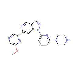 COc1cncc(-c2cc3c(cn2)cnn3-c2cccc(N3CCNCC3)n2)n1 ZINC000224855606