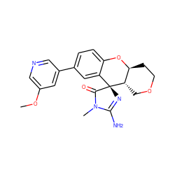 COc1cncc(-c2ccc3c(c2)[C@]2(N=C(N)N(C)C2=O)[C@H]2COCC[C@@H]2O3)c1 ZINC000103253319