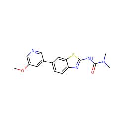 COc1cncc(-c2ccc3nc(NC(=O)N(C)C)sc3c2)c1 ZINC000299836872