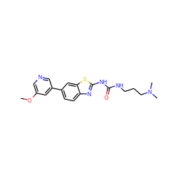 COc1cncc(-c2ccc3nc(NC(=O)NCCCN(C)C)sc3c2)c1 ZINC000299823323