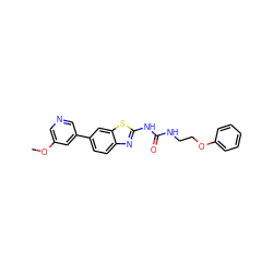 COc1cncc(-c2ccc3nc(NC(=O)NCCOc4ccccc4)sc3c2)c1 ZINC000299821496