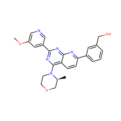 COc1cncc(-c2nc(N3CCOC[C@@H]3C)c3ccc(-c4cccc(CO)c4)nc3n2)c1 ZINC000139680904