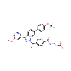 COc1cncc(-c2nn([C@@H](C)c3ccc(C(=O)NCCC(=O)O)cc3)c3cc(-c4ccc(OC(F)(F)F)cc4)ccc23)c1 ZINC000473088986