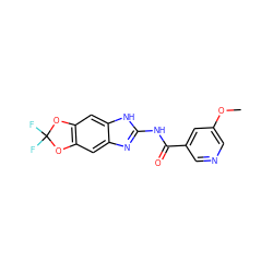 COc1cncc(C(=O)Nc2nc3cc4c(cc3[nH]2)OC(F)(F)O4)c1 ZINC000299822240