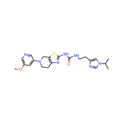 COc1cncc(N2CCc3nc(NC(=O)NCCc4cn(C(C)C)cn4)sc3C2)c1 ZINC000473134809