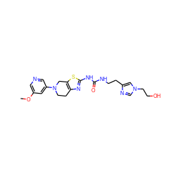 COc1cncc(N2CCc3nc(NC(=O)NCCc4cn(CCO)cn4)sc3C2)c1 ZINC000473135933