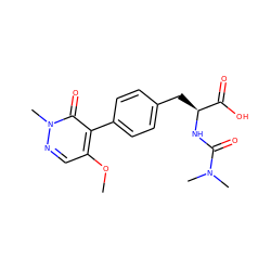 COc1cnn(C)c(=O)c1-c1ccc(C[C@H](NC(=O)N(C)C)C(=O)O)cc1 ZINC000013704633