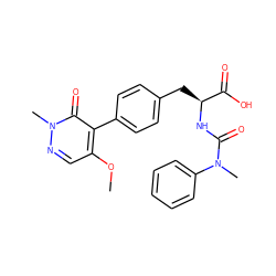 COc1cnn(C)c(=O)c1-c1ccc(C[C@H](NC(=O)N(C)c2ccccc2)C(=O)O)cc1 ZINC000013704619