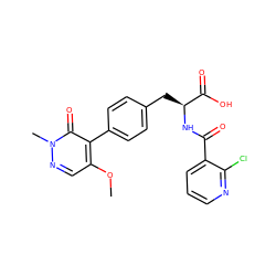 COc1cnn(C)c(=O)c1-c1ccc(C[C@H](NC(=O)c2cccnc2Cl)C(=O)O)cc1 ZINC000029127976