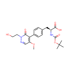 COc1cnn(CCO)c(=O)c1-c1ccc(C[C@H](NC(=O)OC(C)(C)C)C(=O)O)cc1 ZINC000013704662